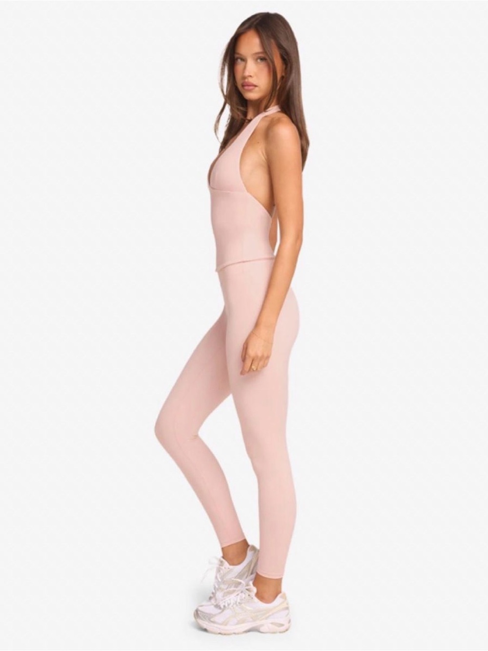 2pcs CSB blush pink haltor top and scrunch leggings set